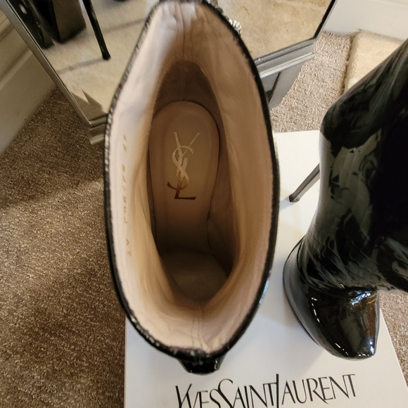 Yves Saint Lautent (YSL) Tribute Boot, Vernice Soft Croco Chess bootie, 37 size - Picture 6 of 16